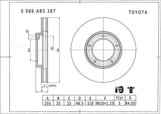 BOSCH 0 986 AB5 387 - Тормозной диск unicars.by