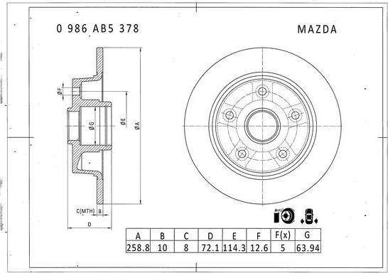 BOSCH 0 986 AB5 378 - Тормозной диск unicars.by