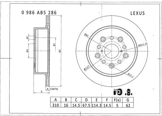 BOSCH 0 986 AB5 286 - Тормозной диск unicars.by