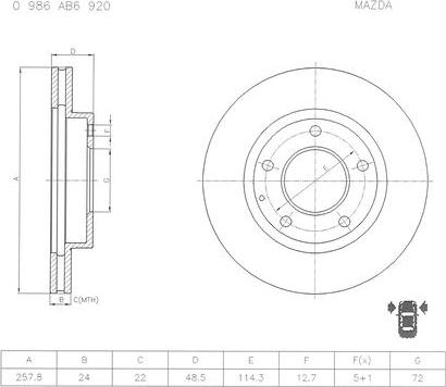 BOSCH 0 986 AB6 920 - Тормозной диск unicars.by