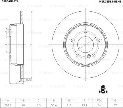 BOSCH 0 986 AB6 524 - Тормозной диск unicars.by