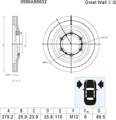 BOSCH 0 986 AB6 632 - Тормозной диск unicars.by