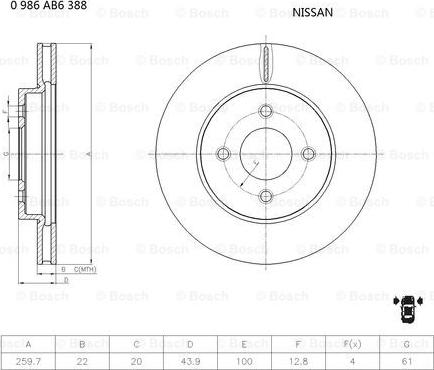 BOSCH 0 986 AB6 388 - Тормозной диск unicars.by