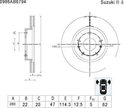 BOSCH 0 986 AB6 794 - Тормозной диск unicars.by