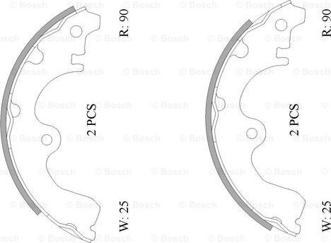 BOSCH 0 986 AB0 094 - Комплект тормозных колодок, барабанные unicars.by