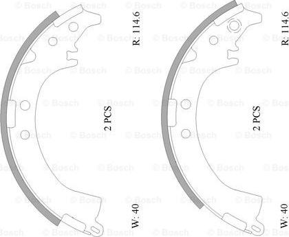 BOSCH 0 986 AB0 001 - Комплект тормозных колодок, барабанные unicars.by