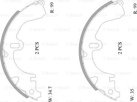 BOSCH 0 986 AB0 089 - Комплект тормозных колодок, барабанные unicars.by