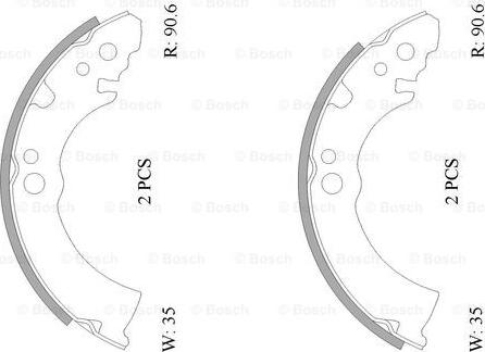 BOSCH 0 986 AB0 034 - Комплект тормозных колодок, барабанные unicars.by