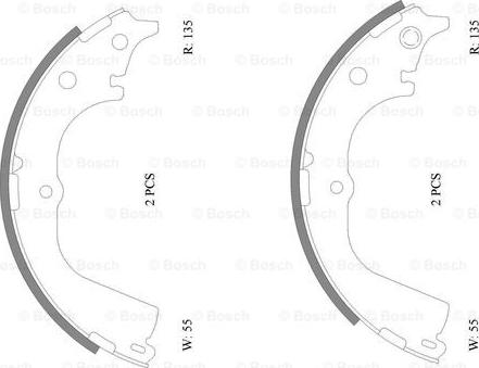 BOSCH 0 986 AB0 109 - Комплект тормозных колодок, барабанные unicars.by