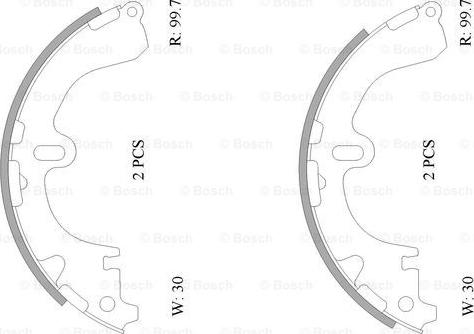 BOSCH 0 986 AB0 107 - Комплект тормозных колодок, барабанные unicars.by