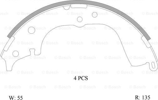 BOSCH 0 986 AB0 115 - Комплект тормозных колодок, барабанные unicars.by