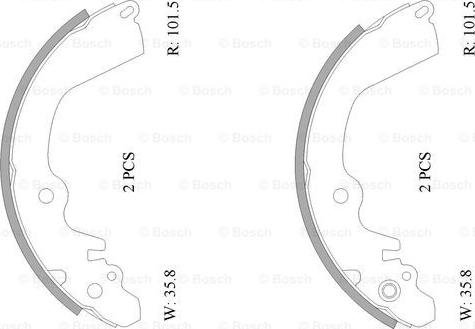 BOSCH 0 986 AB0 835 - Комплект тормозных колодок, барабанные unicars.by