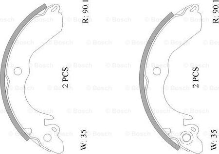 BOSCH 0 986 AB0 837 - Комплект тормозных колодок, барабанные unicars.by