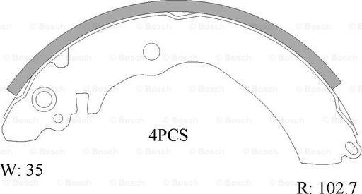 BOSCH 0 986 AB1 508 - Комплект тормозных колодок, барабанные unicars.by