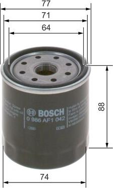 BOSCH 0 986 AF1 042 - Масляный фильтр unicars.by