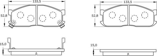 BOSCH 0 986 BB0 057 - Тормозные колодки, дисковые, комплект unicars.by