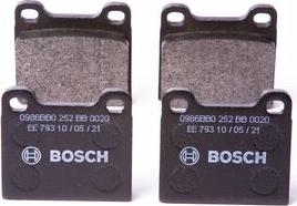 BOSCH 0 986 BB0 252 - Тормозные колодки, дисковые, комплект unicars.by