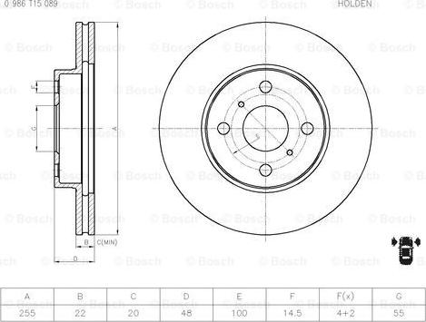 BOSCH 0 986 T15 089 - Тормозной диск unicars.by