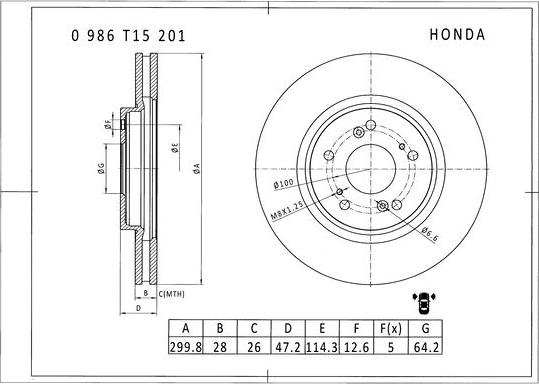 BOSCH 0 986 T15 201 - Тормозной диск unicars.by