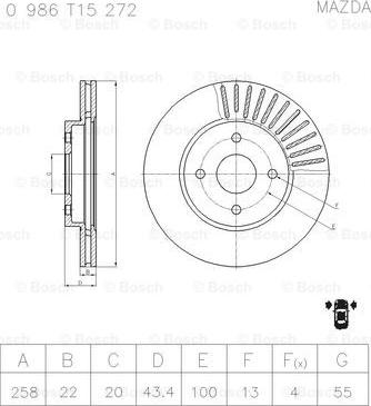 BOSCH 0 986 T15 272 - Тормозной диск unicars.by