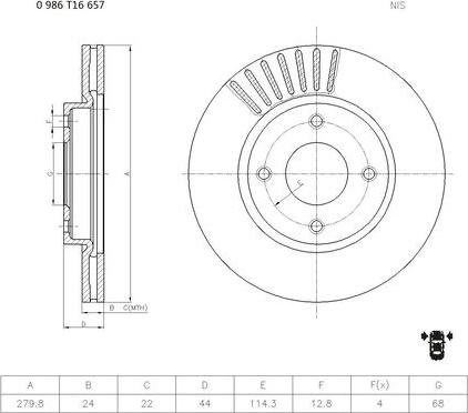 BOSCH 0 986 T16 657 - Тормозной диск unicars.by