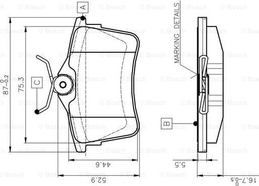 BOSCH 0 986 TB3 091 - Тормозные колодки, дисковые, комплект unicars.by