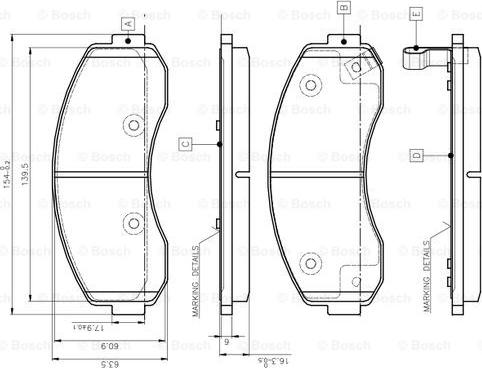 BOSCH 0 986 TB3 045 - Тормозные колодки, дисковые, комплект unicars.by