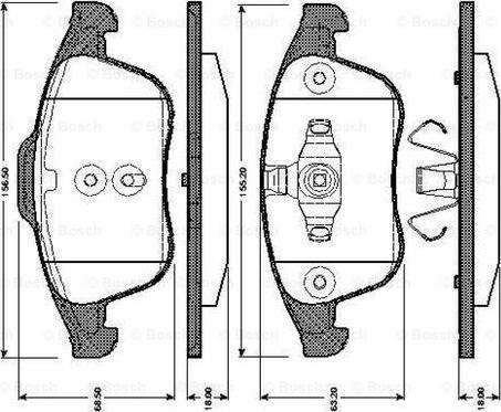 BOSCH 0 986 TB3 064 - Тормозные колодки, дисковые, комплект unicars.by