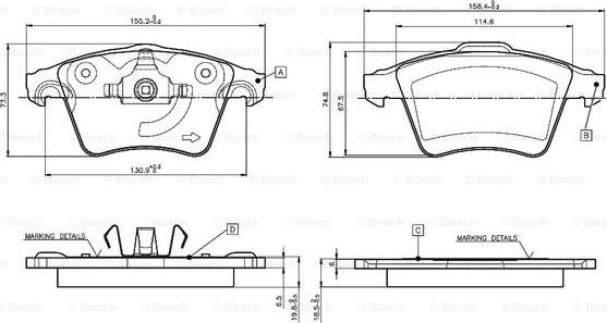 BOSCH 0 986 TB3 061 - Тормозные колодки, дисковые, комплект unicars.by