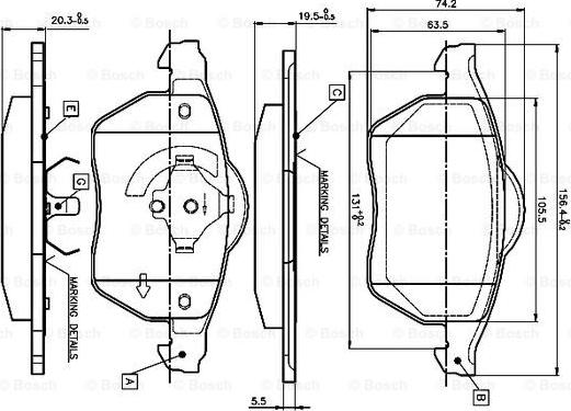 BOSCH 0 986 TB3 068 - Тормозные колодки, дисковые, комплект unicars.by