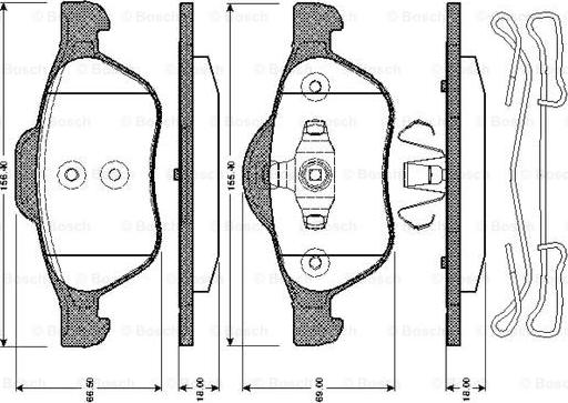 BOSCH 0 986 TB3 067 - Тормозные колодки, дисковые, комплект unicars.by