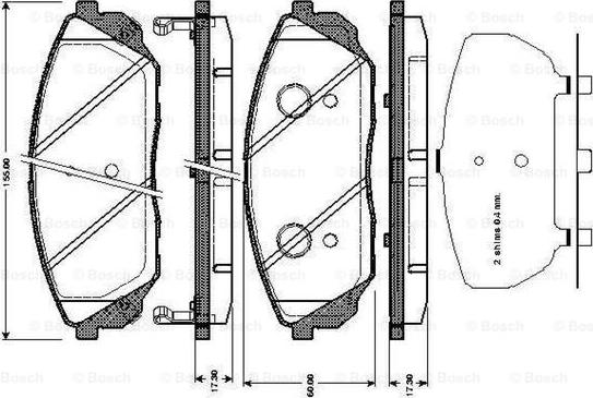 BOSCH 0 986 TB3 001 - Тормозные колодки, дисковые, комплект unicars.by