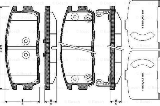 BOSCH 0 986 TB3 008 - Тормозные колодки, дисковые, комплект unicars.by