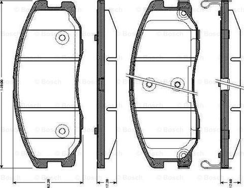 BOSCH 0 986 TB3 017 - Тормозные колодки, дисковые, комплект unicars.by