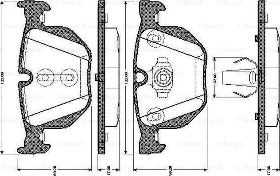 BOSCH 0 986 TB3 034 - Тормозные колодки, дисковые, комплект unicars.by