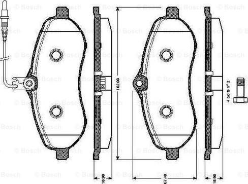 BOSCH 0 986 TB3 037 - Тормозные колодки, дисковые, комплект unicars.by