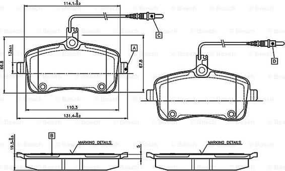 BOSCH 0 986 TB3 076 - Тормозные колодки, дисковые, комплект unicars.by