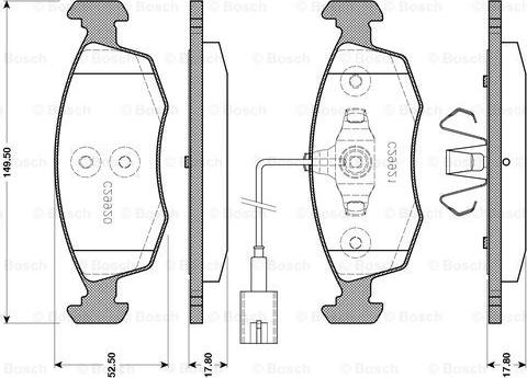 BOSCH 0 986 TB3 143 - Тормозные колодки, дисковые, комплект unicars.by