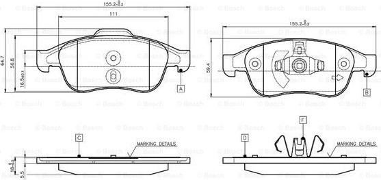 BOSCH 0 986 TB3 116 - Тормозные колодки, дисковые, комплект unicars.by