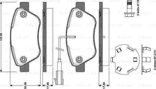 BOSCH 0 986 TB3 111 - Тормозные колодки, дисковые, комплект unicars.by