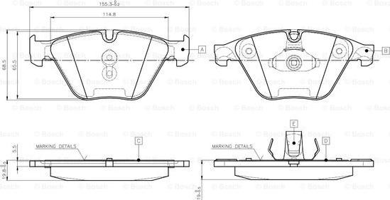 BOSCH 0 986 TB3 134 - Тормозные колодки, дисковые, комплект unicars.by