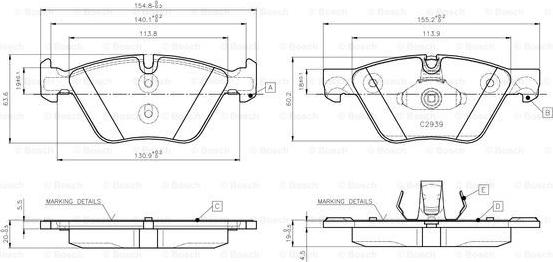 BOSCH 0 986 TB3 138 - Тормозные колодки, дисковые, комплект unicars.by