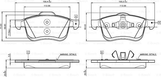 BOSCH 0 986 TB3 133 - Тормозные колодки, дисковые, комплект unicars.by