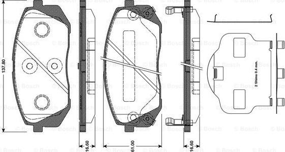 BOSCH 0 986 TB3 124 - Тормозные колодки, дисковые, комплект unicars.by