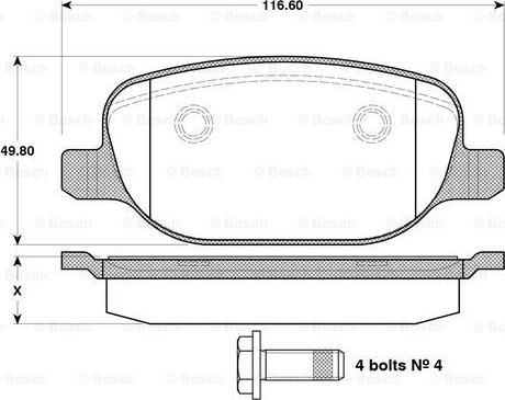 BOSCH 0 986 TB3 122 - Тормозные колодки, дисковые, комплект unicars.by