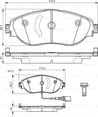 BOSCH 0 986 TB3 175 - Тормозные колодки, дисковые, комплект unicars.by