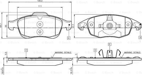 BOSCH 0 986 TB2 949 - Тормозные колодки, дисковые, комплект unicars.by