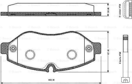 BOSCH 0 986 TB2 948 - Тормозные колодки, дисковые, комплект unicars.by