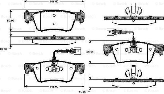 BOSCH 0 986 TB2 968 - Тормозные колодки, дисковые, комплект unicars.by