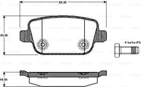 BOSCH 0 986 TB2 984 - Тормозные колодки, дисковые, комплект unicars.by